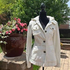 Mossimo Supply Co. light weight hooded jacket with large antique brass buttons